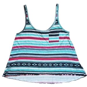 XS Billabong Printed Pink Teal Navy Stripes Modal Cotton Blend